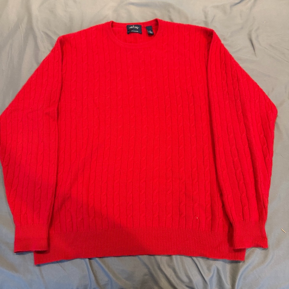 Allen Solly 100% Cashmere‎ Red Cable Knit Crew neck Sweater Men's L